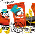 機関車と子供と動物