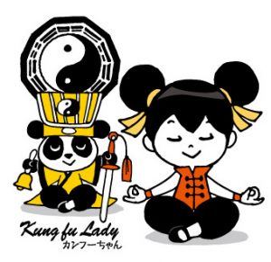 中国の女の子とパンダ導士